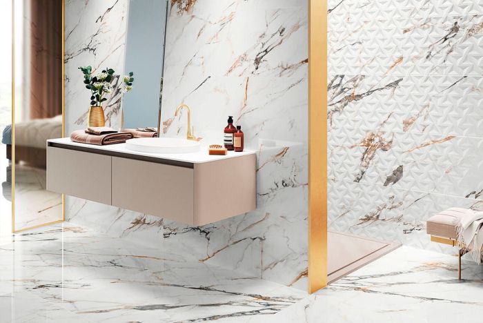 Tile Porcelanite Dos Firenze 1219 Calacatta Gold Rel Geo Ret 40x120 / Porcelanite Dos Firenze 1219 Calacatta Gold Rel Geo Ret 40x120 (POR_F1219_CALRG_120)