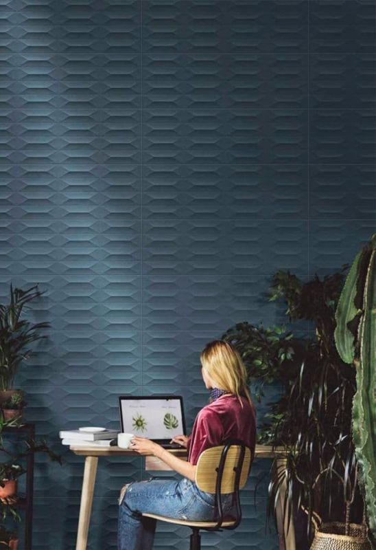 Tile Marazzi Colorplay Blue Struttura Cabochon 3D 30x90 / Marazzi Colorplay Blue Struttura Cabochon 3D 30x90 (M4KZ)