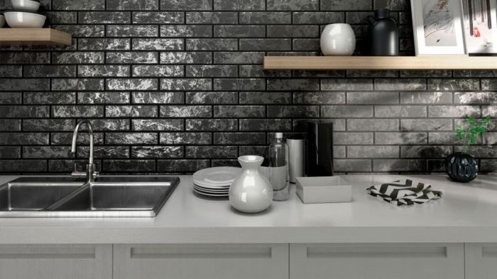 Porcelain stoneware Pamesa Brickwall Negro 7x28 / Pamesa Brickwall Negro 7x28 (15-889-003-2961)