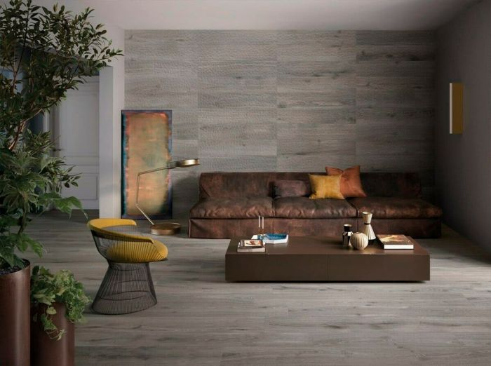 Porcelain stoneware Provenza Provoak Grigio Spazzolato 20x120 / Provenza Provoak Grigio Spazzolato 20x120 (E425)